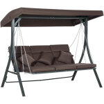 Redom balancelle de jardin, toit pare soleil r�glable, coussins, en fer marron