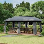 Redom pergola de jardin 300x600x278 cm, double toit avec moustiquaires et rideaux amovibles, polyester ...