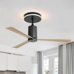 Ventilateur de plafond encastr moderne de 52 pouces avec lumire led et tlcommande, 3 lames abs, moteur ...