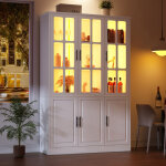 Redom vitrine 121. 5x40x200 cm, 6 portes dont 3 vitr�es, �clairage led contr�l� par app, mdf et verre ...
