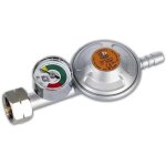 R�ducteur de gaz 37 mbar 1, 5 kg / h avec soupape de s�curit� et manom�tre bradas