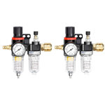 R�ducteur de pression pour air comprim� avec s�parateur eau / huile, manom�tre et raccords rapides 1 ...