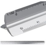 Rgle triangulaire 30cm, chelles 1:20 - 1:125, argent, prcision professionnelle.