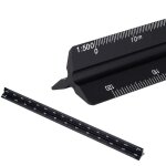 R�gle triangulaire en aluminium noir de 30 cm, r�gle gradu�e en m�tal, r�gle triangulaire de r�duction ...