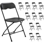 Rekkem - ensemble de 12 chaises pliantes noires rception jardin