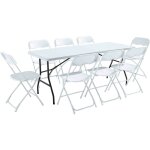 Ensemble table et chaises pliantes de jardin - 8 places 180cm blanc