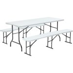 Rekkem ? table pliante 180 cm pour 8 personnes ? 2 bancs pliants en poly�thyl�ne haute densit� ? usage ...