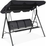 Balancelle de jardin en textilène 3 places avec toit Épais imperméable et structure en acier pulvérisé, ... Balancelle de jardin en textilène 3 places avec toit Épais imperméable et structure en acier pulvérisé, ...