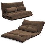 Relax4life - chauffeuse 2 places pliable en velours c�tel� r�glable � 6 positions avec 2 oreillers, canap� ...