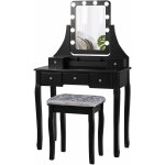 Relax4life coiffeuse table de maquillage avec 12 ampoules led et 5 tiroirs, coiffeuse avec miroir rotatif ...