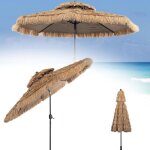 Parasol de plage hawa tropicale inclinaison rglable, parasol de paille 8 baleines mt en fer double ...