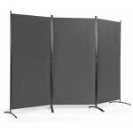 Relax4life - paravent 3 pcs en polyester 260x183 cm avec cadre en mtal, cloison de sparation avec charnires ...