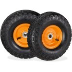 Relaxdays - 2 roues pour diable 4. 1 / 3. 5 - 4, avec air, axe de 136 mm, jusqu' 136 kg, jantes acier ...