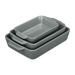 Lot de 3 plats  four en cramique plat  lasagne plat  tiramisu plat micro - onde cuisson au four gris ...