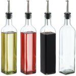 Lot de 4 bouteilles avec bec doseur, pour huile et vinaigre, pour la cuisine, 500 ml, en verre, transparent ...