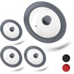 Lot de 4 couvercles pour casseroles, en verre avec rebord dégradé en silicone, d : env. 27, 5 cm, cuisine, ... Lot de 4 couvercles pour casseroles, en verre avec rebord dégradé en silicone, d : env. 27, 5 cm, cuisine, ...