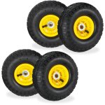Relaxdays - 4 roues pour diable 4. 1 / 3. 5 - 4, de rechange avec air, axe de 16 mm, jusqu' 136 kg, ...