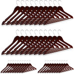 40x cintres en bois classiques pour manteaux pantalons vtements, pivotant sur 360, hxl 23x44 cm, marron ...
