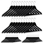 40x cintres en bois classiques pour manteaux pantalons vtements, pivotant sur 360, hxl 23x44 cm, noir ...