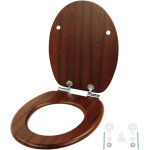 Relaxdays abattant wc, double fermeture ralentie, 37, 5 x 43, 5 cm, mdf, 150 kg, ovale, brun fonc�