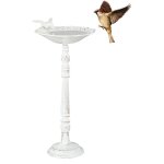 Abreuvoir oiseaux, fonte de fer, dcoration jardins, style antique, mangeoire sur pied, 40 cm de haut, ...