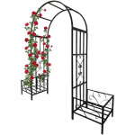 Relaxdays arche de jardin m�tal, avec bacs � plantes, h x l x p 206 x 216 x 50 cm, pour plantes grimpantes, ...