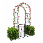 Relaxdays arche ronde en m�tal, portillon double & 2 jardini�res, h x l x p : 220 x 202 x 50 cm, arche ...