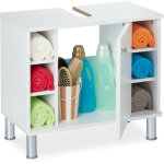 Relaxdays - armoire dessous de lavabo, une porte, 7 compartiments, encoche siphon, salle de bain mdf, ... Relaxdays - armoire dessous de lavabo, une porte, 7 compartiments, encoche siphon, salle de bain mdf, ...