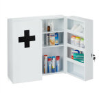 Relaxdays - armoire  pharmacie xxl, verrouillable, 11 compartiments, acier, hxlxp: 53, 5x53x19 cm, 2 ...