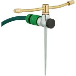 Arroseur de jardin, rotatif, 2 branches, port�e 12 m, tuy�res r�glables, oscillant, couleur or / argent ...