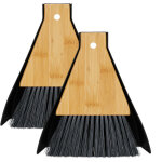 Relaxdays balayette de table, 2 pi�ces, ramasse miettes, mini pelle, pour cuisine, en bambou et plastique, ...