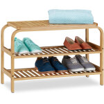 Relaxdays - banc chaussures en bambou, 6 paires, sige entre, bain, 2 supports, garde robe, hxlxp 45 ...