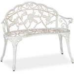 Relaxdays - banc de jardin, 2 siges, roses, terrasse, balcon, aluminium et fonte, antique, 78 x 98 x ...
