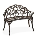 Relaxdays banc de jardin, 2 si�ges, roses, terrasse, de balcon, en aluminium et fonte, banc antique, ...