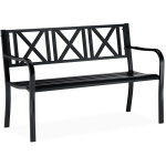 Relaxdays banc de jardin en mtal, 2 places, robuste, pour terrasse et balcon, h x l x p : 81 x 127 x ...
