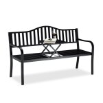Relaxdays - banc de jardin avec table pliante, 3 places, ext�rieur, balcon et terrasse, robuste, 90 x ...