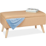 Relaxdays banc de rangement banquette similicuir coffre 40 litres 4 pieds pouf tabouret hxlxp: 40 x 80 ...