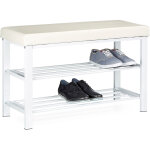 Relaxdays - banc de rangement  chaussures, pour 6 - 8 paires, meuble en similicuir, 2 niveaux, hxlxp ...