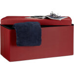 Banc de rangement pratique en simili cuir, 2 places, capacit de charge 300 kg, hlp : 38x76x38 cm, rouge ...