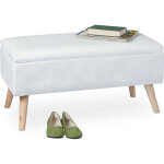 Relaxdays - banc si�ge avec espace de rangement, housse velours, 40 l, rembourr�, pieds en bois, entr�e, ...