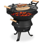 Relaxdays - baril de barbecue en fonte de fer, foyer rglable en hauteur, aration, pour charbon, hlp ...