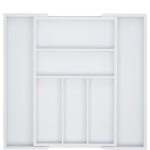 Bo�te � couverts tiroir, extensible, largeur variable, 5 - 7 casiers, organiseur bambou, hlp 5x48x46cm, ...