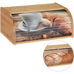 Bote  pain bambou, conserver pain, couvercle coulissant, caisse miche baguette motifs, 17x40x27cm, ...