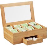 Boîte à thé fenêtre coffret à thé bois 8 compartiments couvercle tiroir aromes, hxlxp 11x33x20 cm, nature ... Boîte à thé fenêtre coffret à thé bois 8 compartiments couvercle tiroir aromes, hxlxp 11x33x20 cm, nature ...