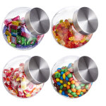 Bonbonnière jeu de 4, 1, 5 l, verre stockage de sucreries, de provisions, couvercle acier inoxydable, ... Bonbonnière jeu de 4, 1, 5 l, verre stockage de sucreries, de provisions, couvercle acier inoxydable, ...