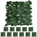 Brise - vue en lot de 12, haie artificielle, feuilles lierres, 50 x 50 cm, pour jardin ou balcon, vert ...