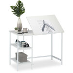 Relaxdays - bureau inclinable, 3 tagres, de nombreux angles, table d'ordinateur travail, hlp: 75 x ...