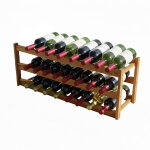 Relaxdays casier � vin, 24 bouteilles, bois de noyer, h x l x p : 28 x 78 x 21 cm, pour vins rouges & ...