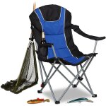 Chaise de camping pliable fauteuil de pche rembourr avec porte - boissons dossier rglable hxlxp: 108 ...
