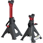Chandelle 2 pices, 29 - 42 cm, cric ajustable, 3t de capacit, voiture, caravane, acier, noir / rouge ...